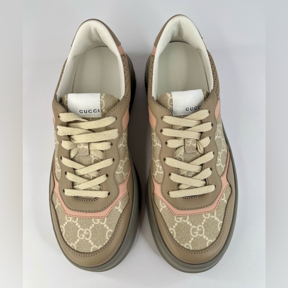 Gucci GG Supreme Canvas Leather Women Chunky Platform Sneakers Size EU 40.5 - Picture 9 of 11